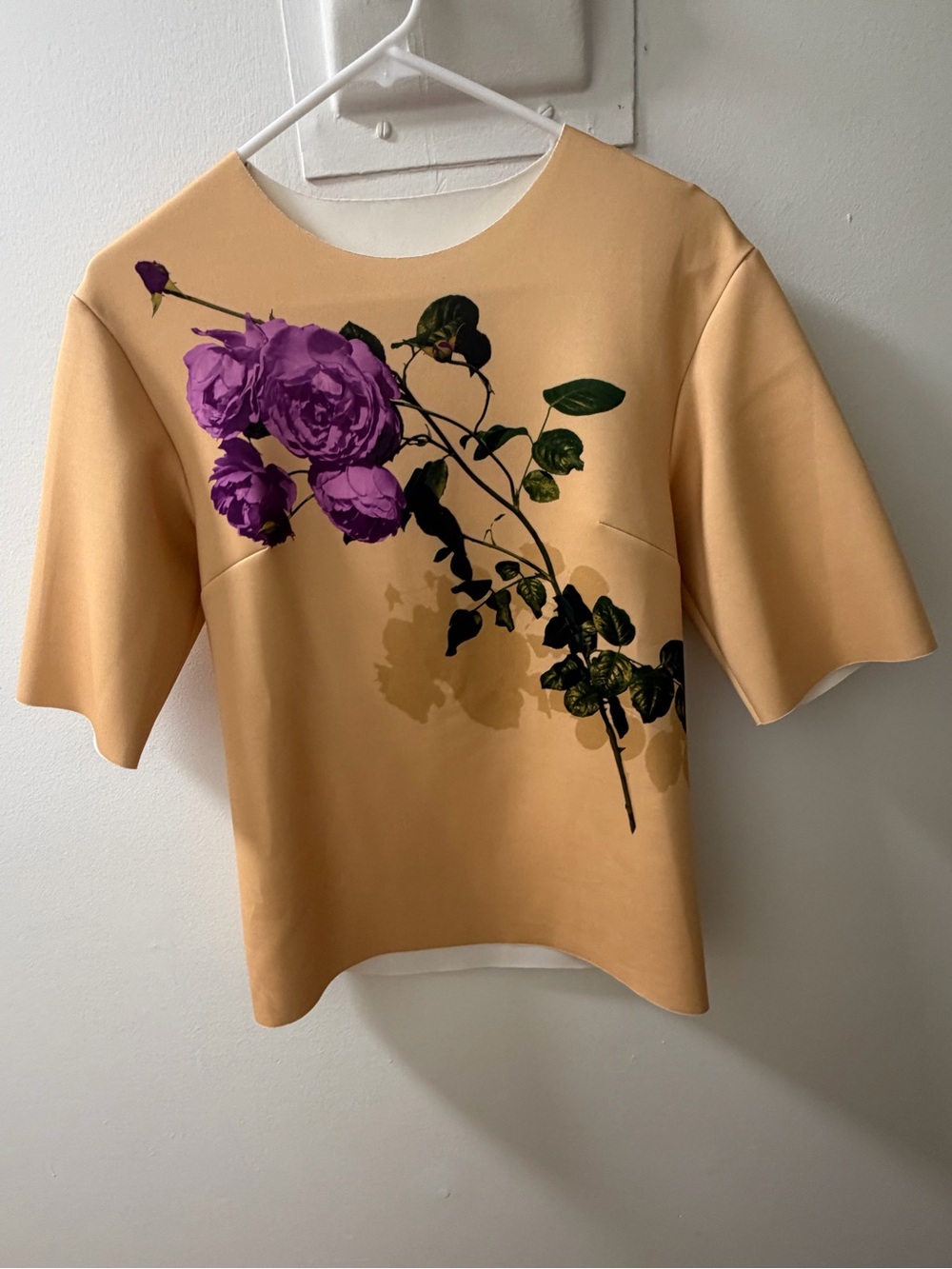 Dries Van Noten Floral Print Structured Top with Purple Rose Motif - Picture 2 of 6